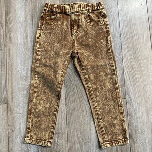Acid wash brown denim jeans